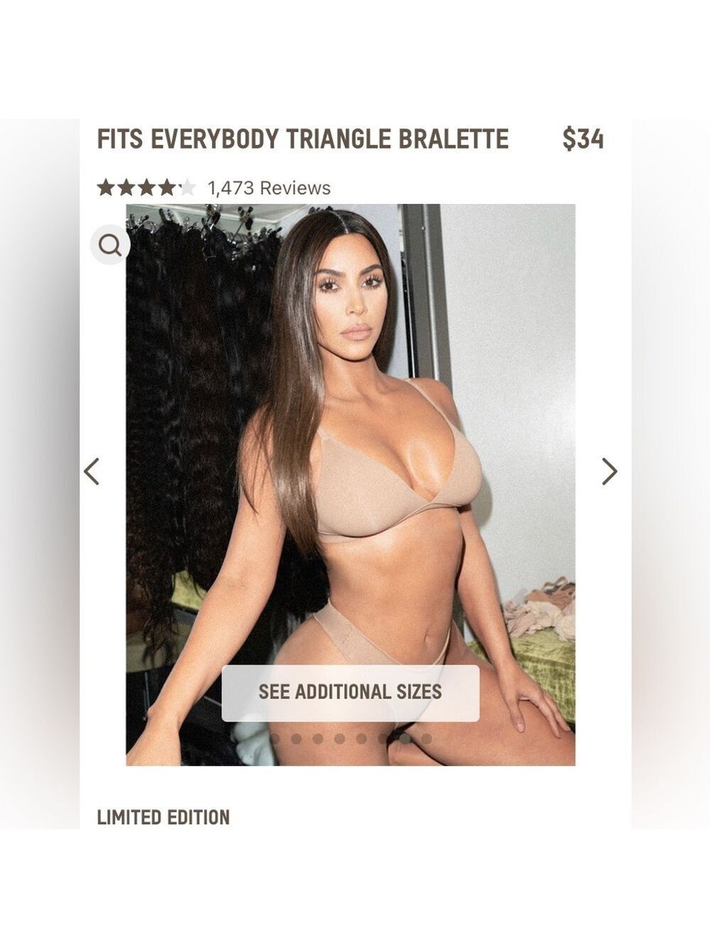 SKIMS FITS EVERYBODY TRIANGLE BRALETTE - Clay XXS